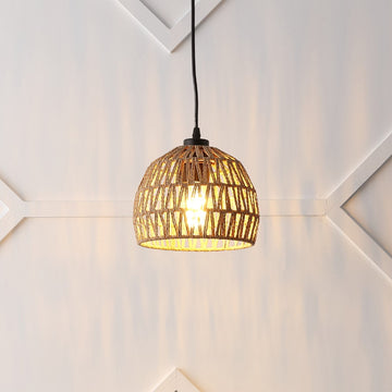 Campana 20" Bohemian Modern Woven Rattan/Iron LED Pendant
